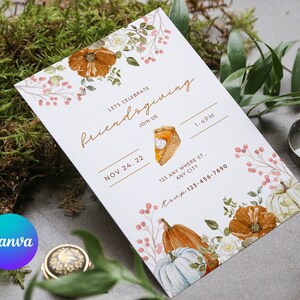 Thanksgiving Invite Template, Fully Customizable Invitation Template, Editable in Canva