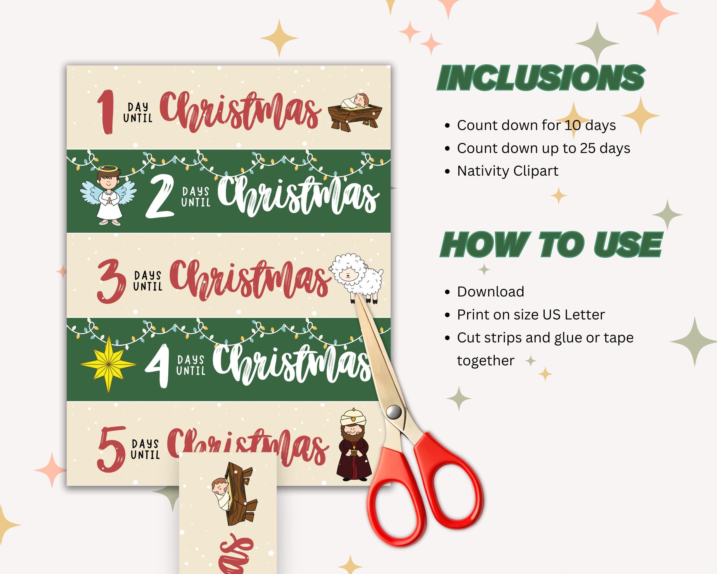 Christmas Countdown Chain, Advent 25 Days Calendar, DIY Paper Craft ...