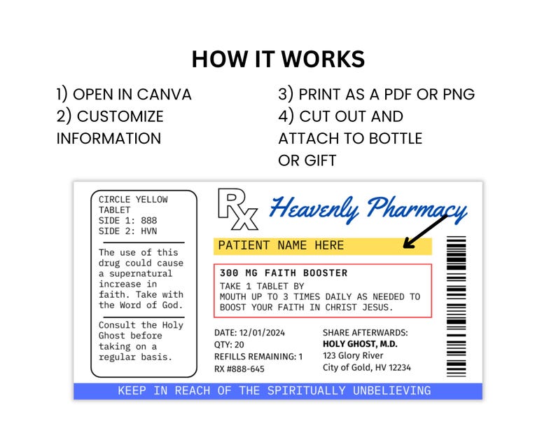 Prescription Label Template, Canva Template Editable, Pill Bottle Label ...