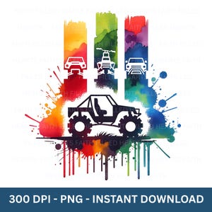 ATV Off Road Adventure  4 Wheel Watercolor PNG for T-Shirt Pillow Tote Bag Mouse Pad, 300 DPI Summer Sublimation for Personal Commercial Use