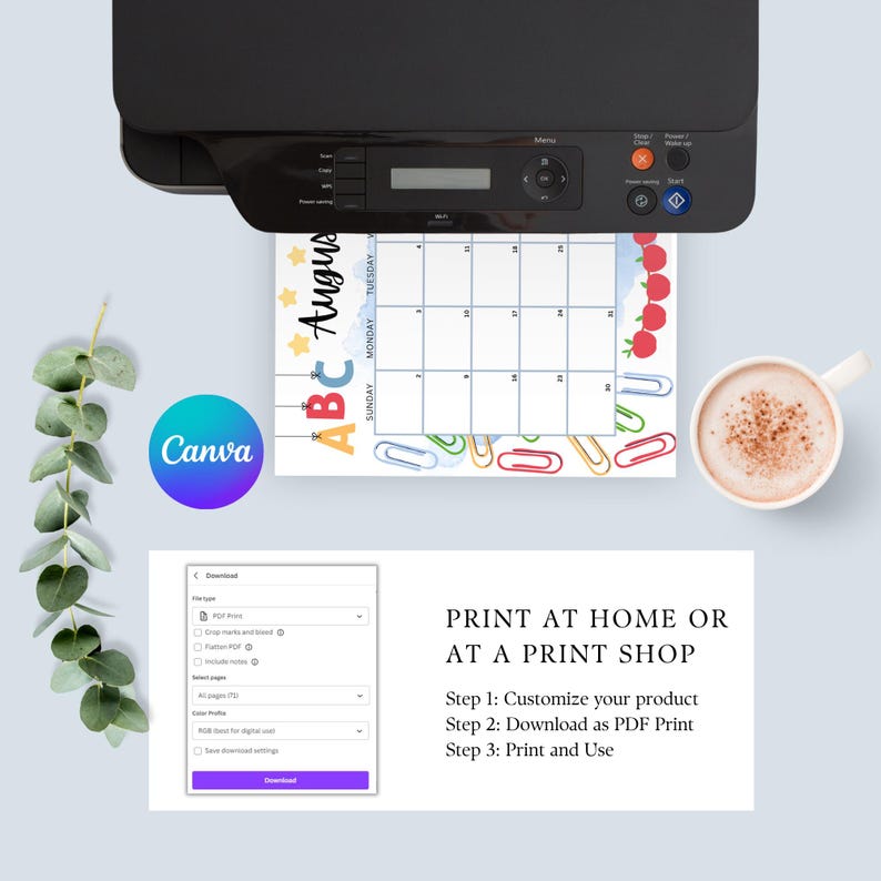 Editable August 2026 Calendar, Canva Template, Printable Back to School ...