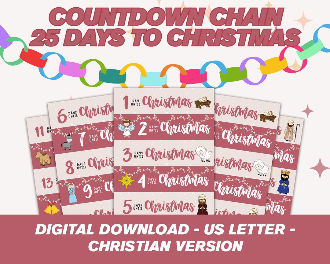 Christmas Countdown Chain, Advent 25 Days Calendar, DIY Paper Craft ...