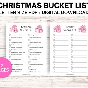 Christmas Bucket List, Pink Christmas Activity List, Winter Bucket List, Family Fun To Do List, Holiday BucketList, Winter Checklist