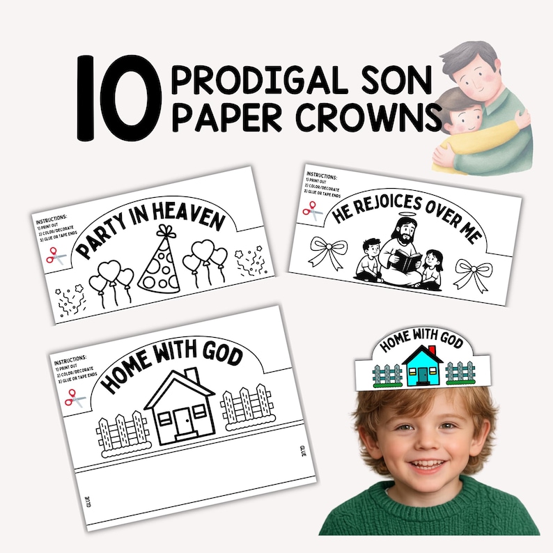 Prodigal Son Paper Crowns for Kids, New Testament Sunday School Craft ...