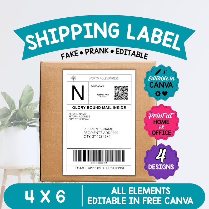 Property Label Sample Editable Fake Shipping Label Template, Christmas North Pole Express ...