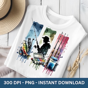 Angelausrüstung Bunte Aquarell Pinselstrich PNG für T-Shirt Kissen Tote Bag Maus Pad, 300 DPI Sublimation für persönliche, kommerzielle Nutzung