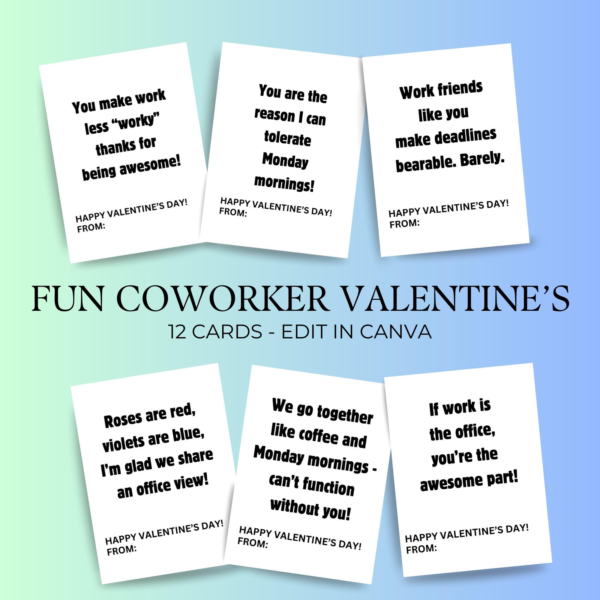 Coworker Valentine Cards Printable, Fun Employee Work Personalized Cards, Greeting Gift Tag, for ...