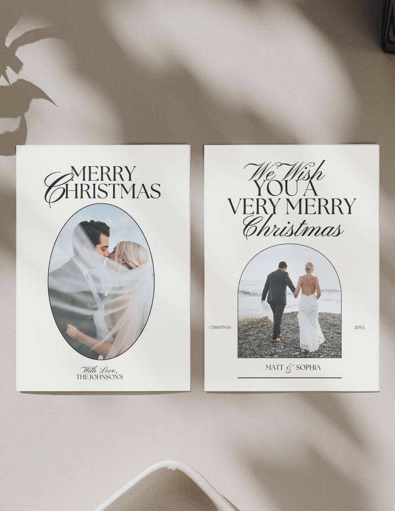 Modern Aesthetic Customizable Christmas Card Canva Template With Photos ...