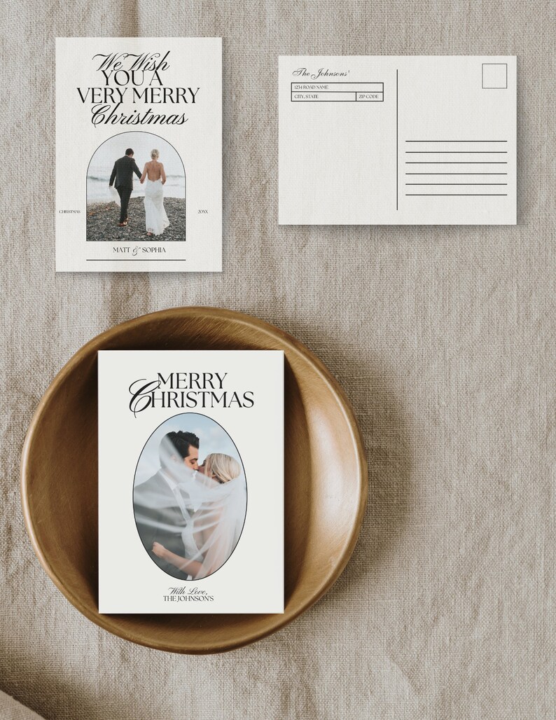 Modern Aesthetic Customizable Christmas Card Canva Template - Etsy