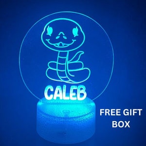 Kids Personalized Snake Night Light,  Boys or Girls Birthday Gift, Custom Name Led Night Light for Kids Bedroom Decor