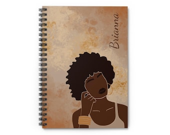 Black Girl Personalized Spiral Notebook - Ruled Line, Notebook, Custom Name Journal, Black Queen, Black Girl Magic, Personalized Gift