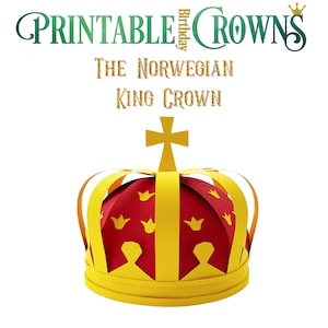 Printable Crown Template | The Norwegian King Crown | Paper Crown | For home printing | For Birthday Anniversary Jubilee | Corona