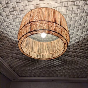 Moroccan Handwoven Raffia Ceiling Lamp - Bohemian Lighting with Natural Elegance