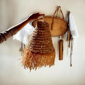 Palm Leaf Hanging Lampshade - Natural Fibers, Seagrass Lampshades, Eco-Friendly Lampshades