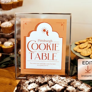 Pittsburgh Cookie Table Sign: Boho Wedding Dessert Table (Editable, Digital Download)