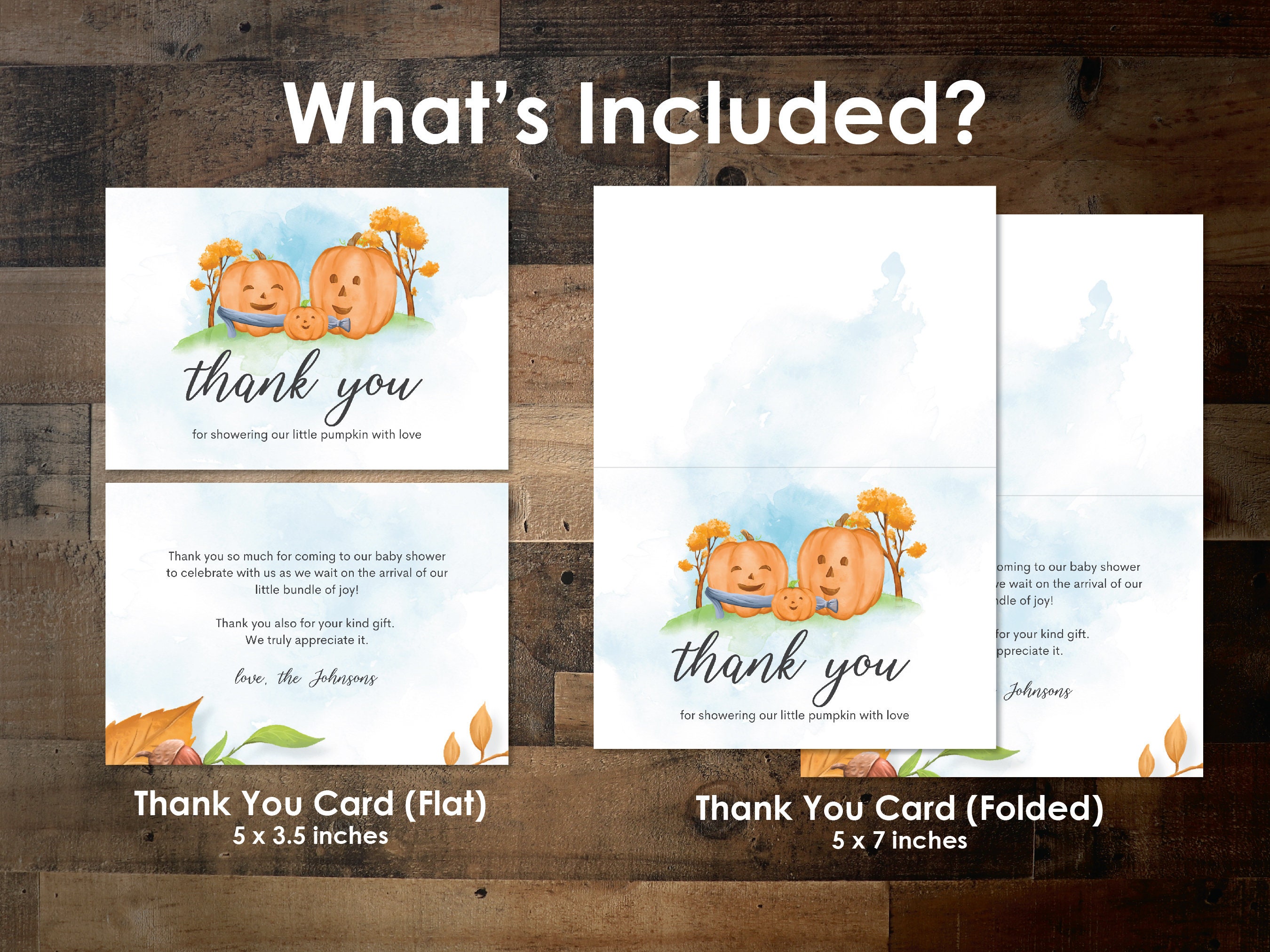 Little Pumpkin Baby Shower Thank You Cards, Editable Fall Template ...