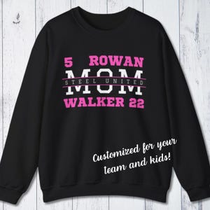 Personalized Sports Mom Crew Neck Sweatshirt: Custom Player Name Gift