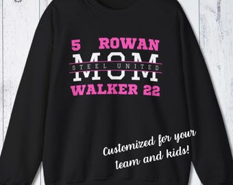 Personalized Sports Mom Crew Neck Sweatshirt: Custom Player Name Gift