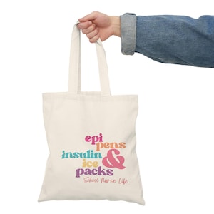 Personalized School Nurse Tote Bag: Colorful Cotton Canvas, End of Year Gift
