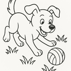 Printable Dog Coloring Pages – Cute Cartoon Puppy Scenes (A4 PDF, Instant Download, Portrait Format)