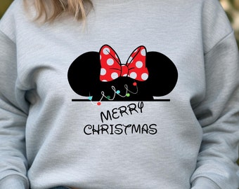 Merry Christmas Disney Sweatshirt, Minnie Mouse Sweatshirt, Christmas Minnie Hoodie, Minnie Mouse Party Sweatshirt, Disney Gift Sweatshirt
