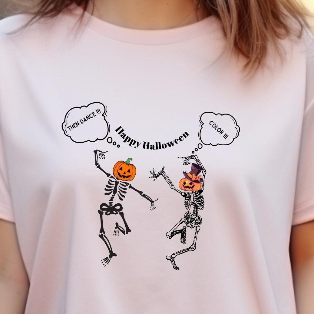 Dancing Skeleton Shirt, Pumpkin Skeleton Shirt, Halloween Party Shirt