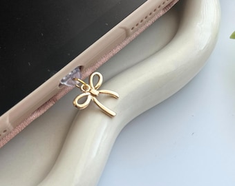 Kindle Charm, Gold Bow Charm, Phone charm, Dust plug for phone, USBC Charm Cute Phone Accessories, Coquette charm for phone, gifts for her