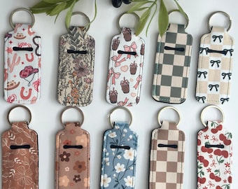 Chapstick Holder Keychain, Custom Lipstick Holder, Floral Lip Balm Keychain, Cute Keychain Gifts For Girls