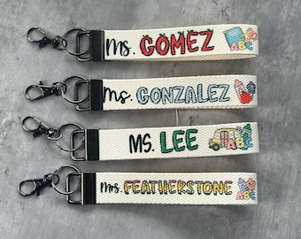 Wristlet Teacher keychain, Custom key lanyard, Cute Car Key Holder, Key Fob Wristlet, Gifts For Teachers, Back To School Gift