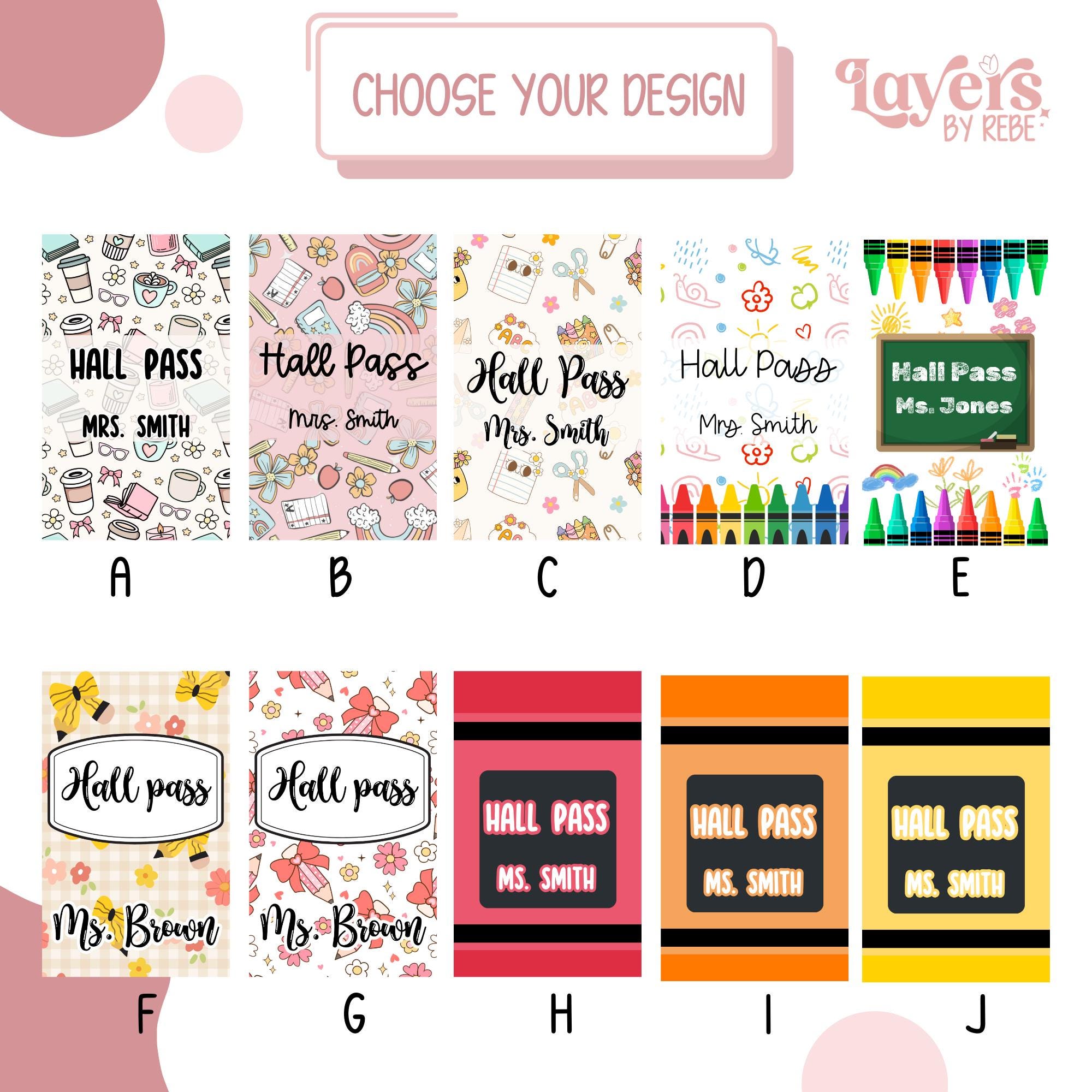Teacher Hall Pass Set With Lanyard, Personalized Classroom Passes ...