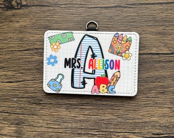 Custom Teacher ID Badge Holder, Personalized credential Holder, Horizontal Lanyard Accesssory, Cute Gifts For Teachers