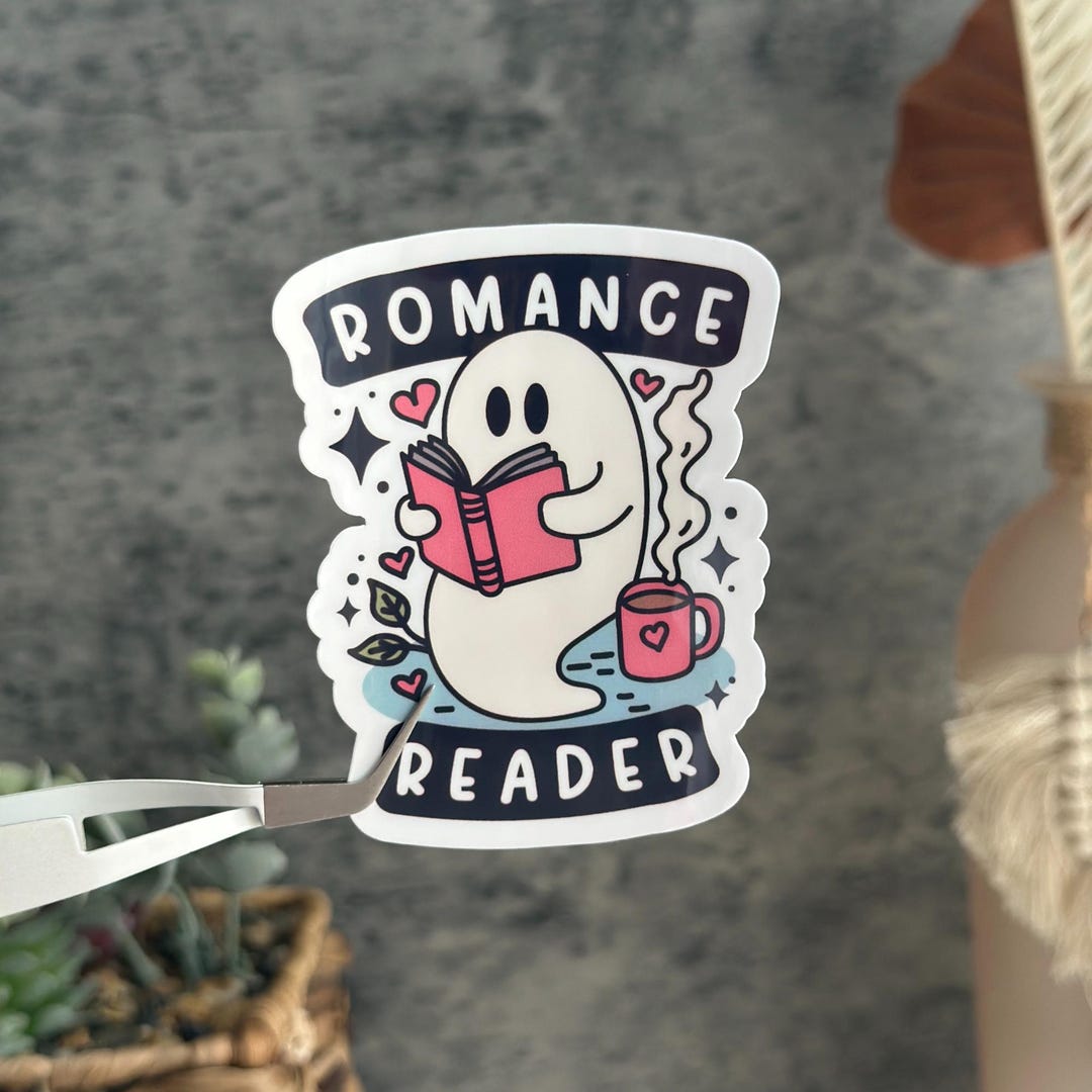 Romance Reader Ghost Vinyl Sticker, Book Lover Gift - Etsy