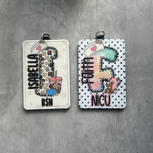 Custom Nurse ID badge holder, Personalized Name Title Badge, Vertical Lanyard Accesssory, Gifts For Nursing Student And Healthcare Workers image 2