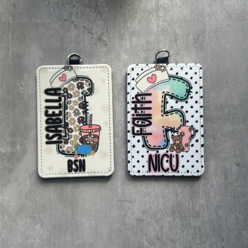 Custom Nurse ID badge holder, Personalized Name Title Badge, Vertical Lanyard Accesssory, Gifts For Nursing Student And Healthcare Workers image 2