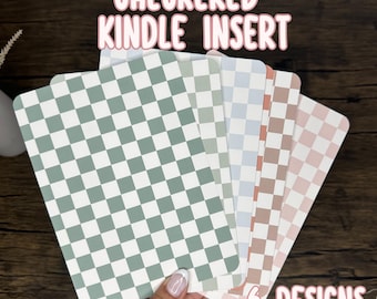 Checkered Kindle insert – retro minimalist design for clear cases – matte cardstock, rounded corners, aesthetic Kindle decor