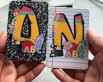 Personalized Teacher ID Badge Holder, Custom Name Vertical Badge Holder, Teacher Work Accessory