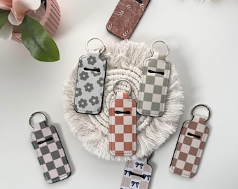 Chapstick Holder Keychain, Custom Lipstick Holder, Floral Lip Balm Keychain, Cute Keychain Gifts For Girls
