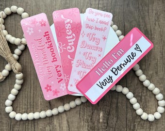 Very Demure Bookmark Collection, very cutesy bookmarks collection, very Bookish bookmarks, pink bookmark collection