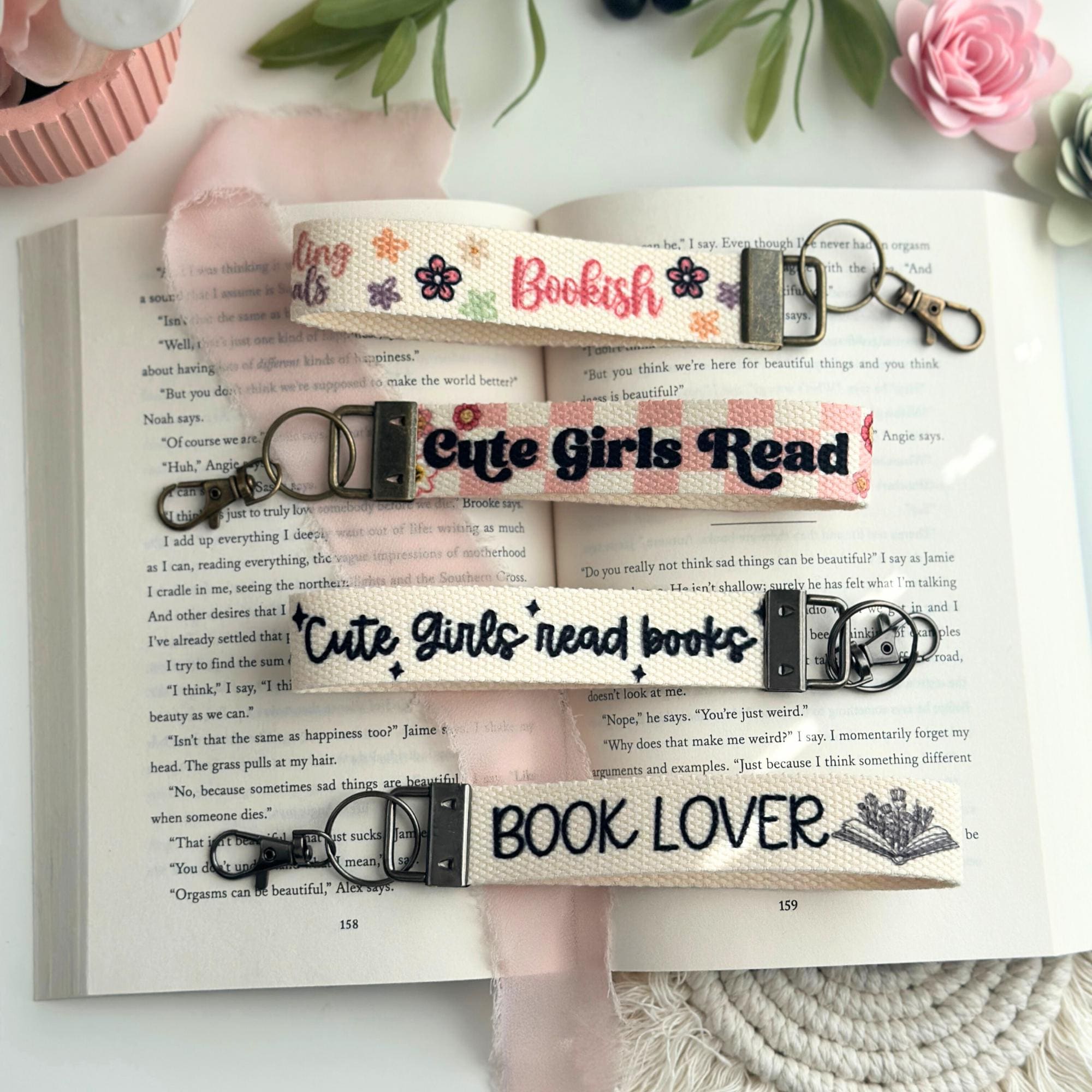 Book Lover Wristlet Keychain Lanyard, Custom Wrist keychain, Key Fob Wristlet for Readers, Cute Bookish Gifts For Friends