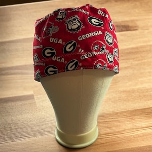 Georgia Bulldog Scrub Cap, Surgical Cap, Unisex,Tie Back