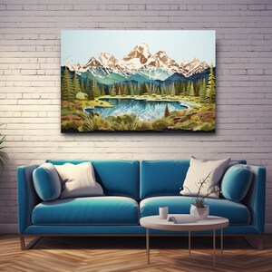 Parc national de Grand Teton V2 Paper Cut Craft Illustration Print, Affiche de voyage, Art mural coloré, TÉLÉCHARGEMENT numérique, Art mural imprimable