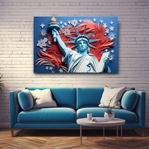 Statue de la Liberté V1 Paper Cut Craft Illustration Print, Affiche de voyage, Art mural coloré, TÉLÉCHARGEMENT numérique, Art mural imprimable