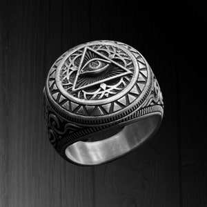 Sterling Silver Eye of Providence Ring: Illuminati Symbol Jewelry