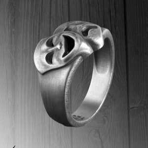 Theater Comedy and Tragedy Masks Ring, Theater Mask Silver Ring, Duel Faced Theater Mask Ring for Men, Comedy Mask Ring, Artist Mask Ring