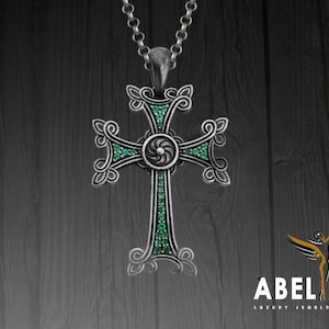 Gemstone Cross Necklace, Elegant Religious Cross Jewelry, Christian Faith Pendant, Christian Symbol, Spiritual Gift, Celtic Cross Pendant