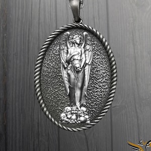 Life and Death Double Sided Necklace in Silver, Grim Reaper and Life Angel Occult Necklace, Gothic Necklace For Men, Angel Of Death Necklace