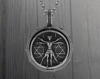 Vitruvianske mannen Halsband: Da Vinci-hänge i 925 sterlingsilver