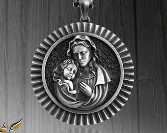925 Sterling Silver Virgin Mary Necklace - Religious Pendant