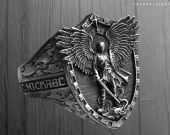 Saint Michael Ring: 925 Sterling Silver Archangel Band
