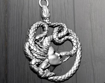 Sterling Silver Medusa Pendant Necklace: Greek Mythology Amulet